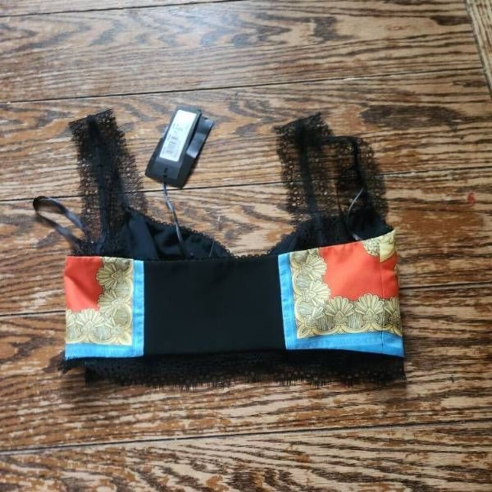 NWT VERSACE SILK FOULARD ROYAL REBELLION BRALETTE TOP Sz 40 - Picture 7 of 8